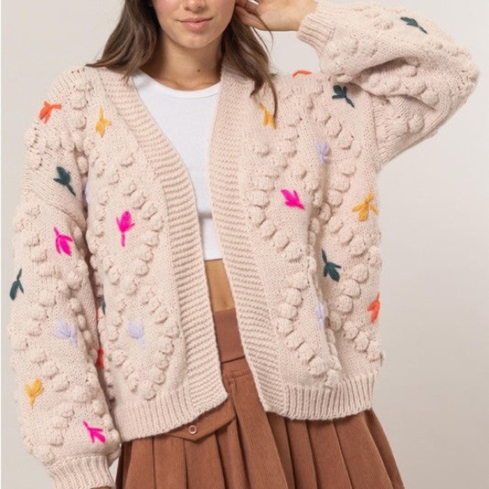 Floral Stitched Cardigan by Urban Daizy Size L